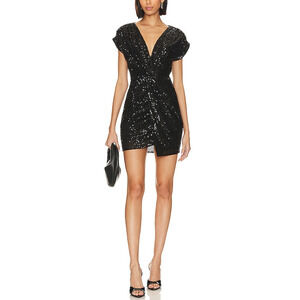 Heartloom 'Angeline' Black Cap Sleeve Sequin Dress Size M